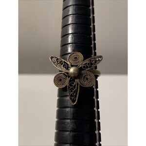 Vintage Intricate Copper Handmade Filigree Butterfly Ring 9 1/2